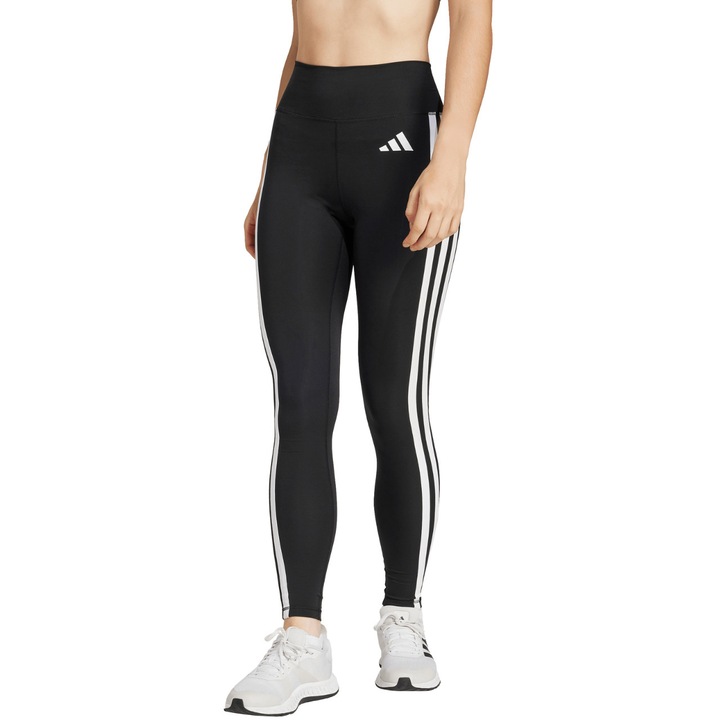 Pantaloni sport dama, adidas, Colanti 3-Stripes 7/8, negru, material reciclat