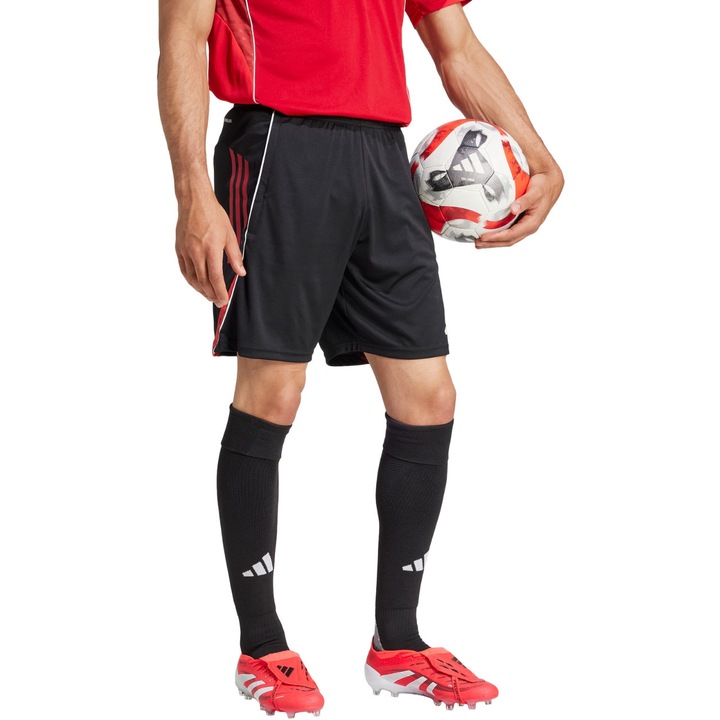 Pantaloni scurti sport barbati Adidas Tiro 25, poliester, negru/rosu