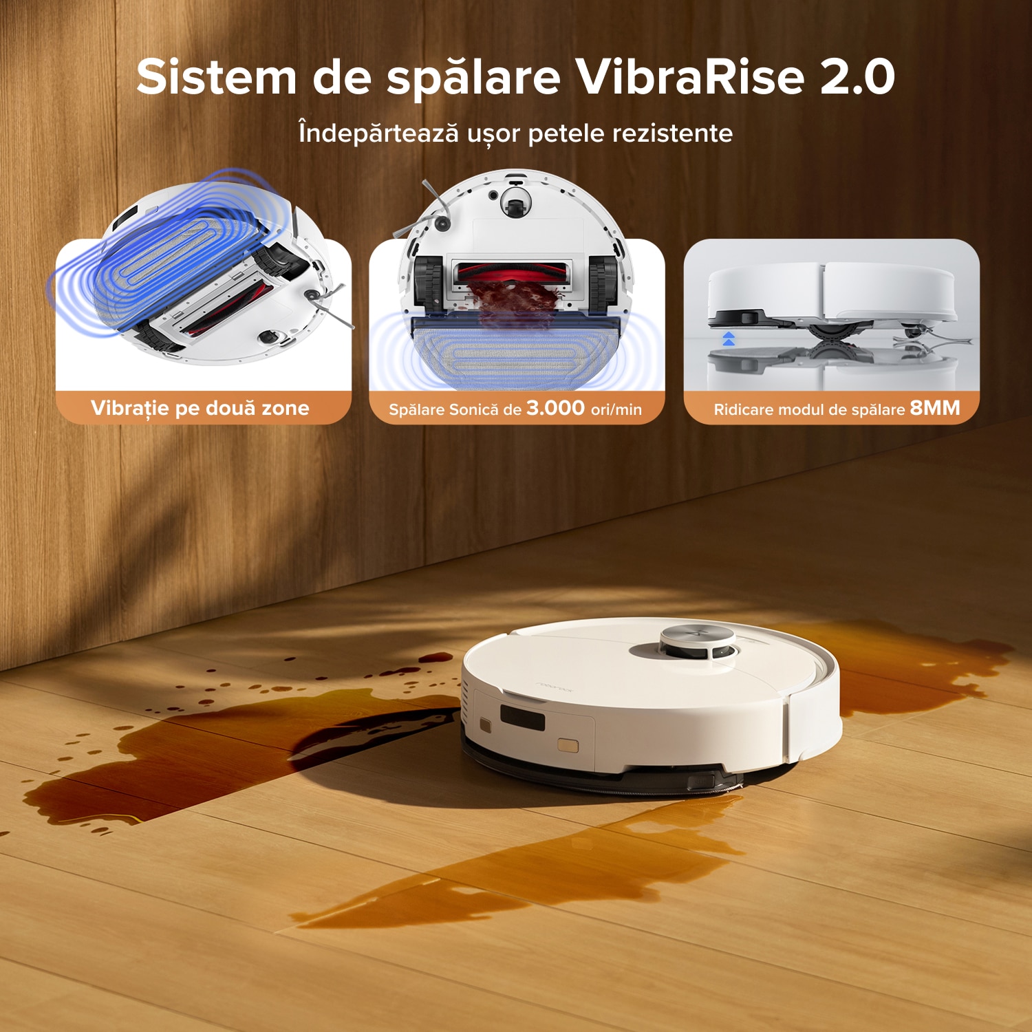 Aspirator Robot Roborock Q10 S5+ Set 10000 Pa, Dublu Sistem Anti-Incalcira, Evitarea Obstacolelor, Auto-golire 7 Saptamani, Navigatie PreciSense LiDAR, Control prin Aplicatie, Alb