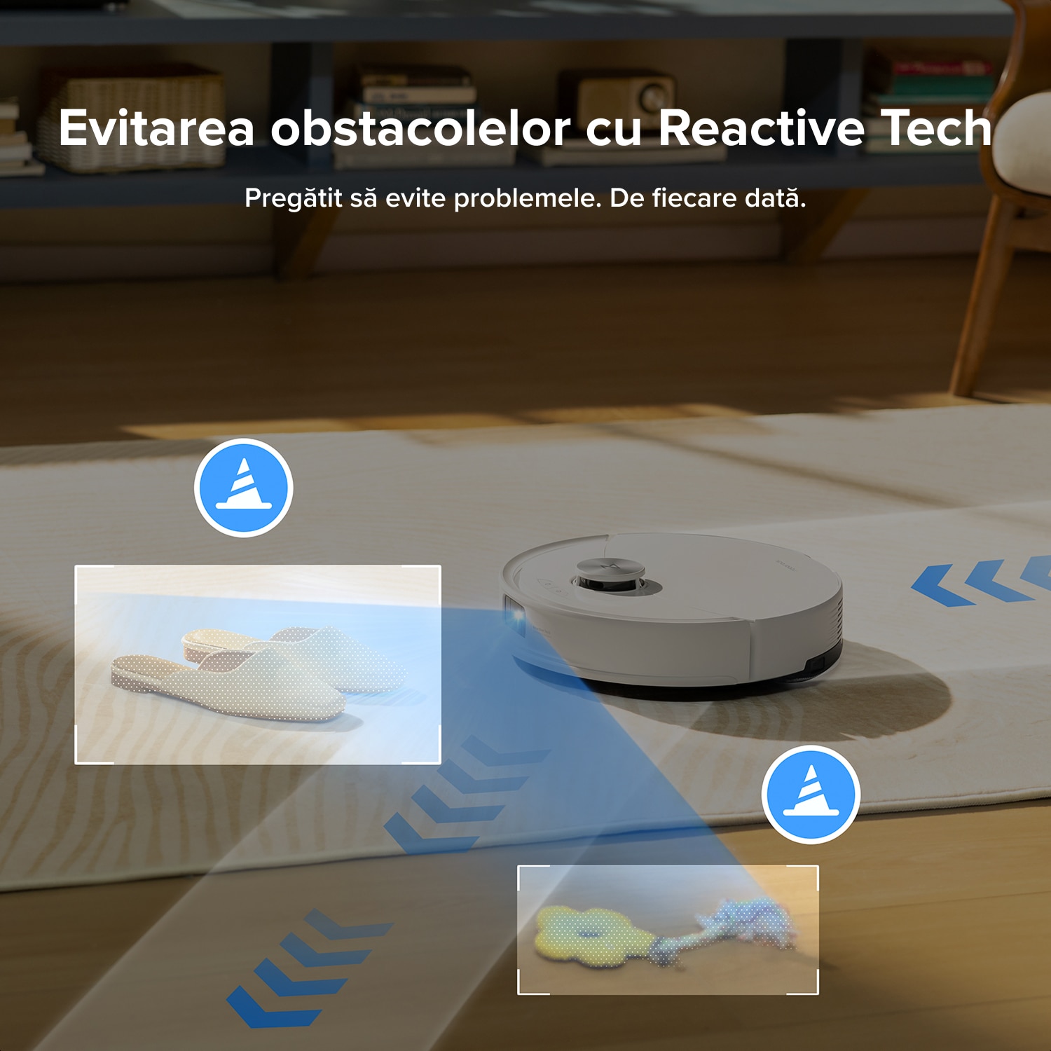 Aspirator Robot Roborock Q10 S5+ Set 10000 Pa, Dublu Sistem Anti-Incalcira, Evitarea Obstacolelor, Auto-golire 7 Saptamani, Navigatie PreciSense LiDAR, Control prin Aplicatie, Alb
