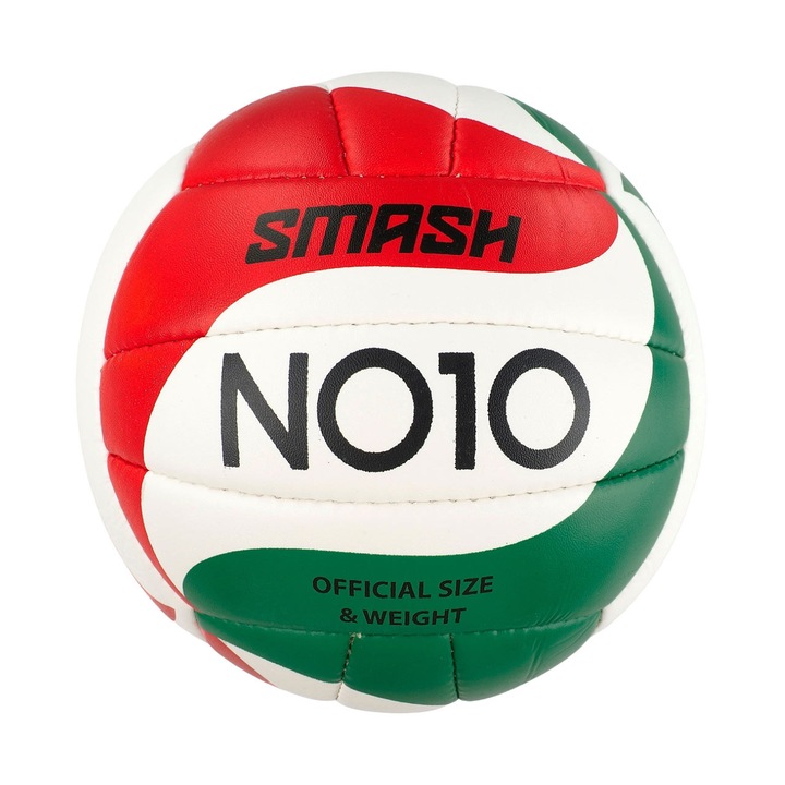 Minge de volei NO10, alb-verde-rosu, 5, insertii din plasa pentru ventilatie