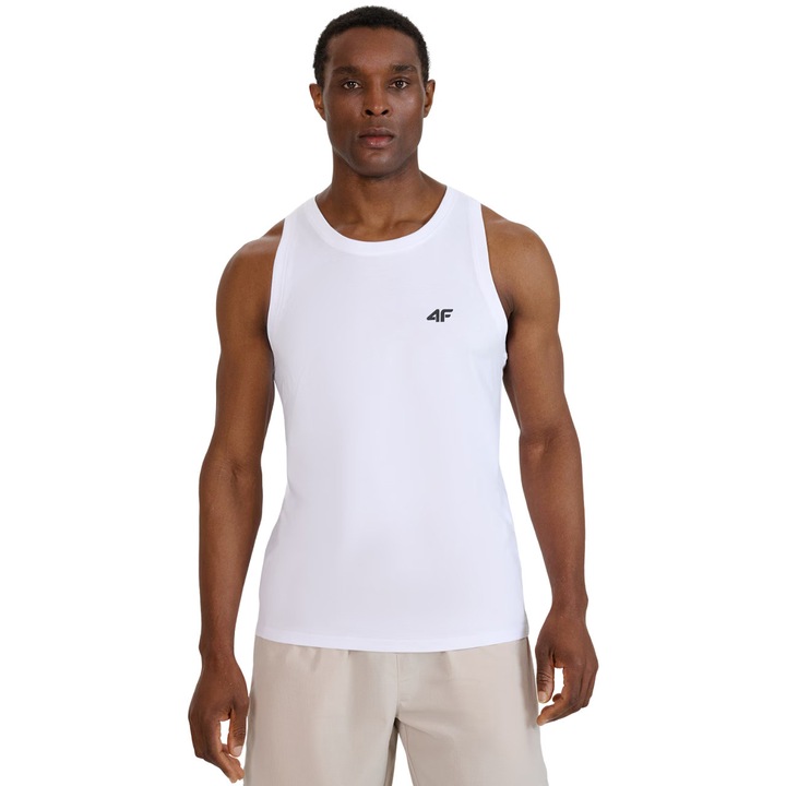 Maiou sportiv, 4F, alb, material de calitate, croiala moderna, L INTL