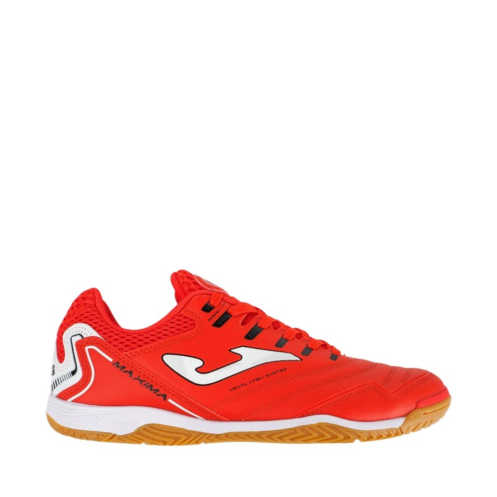Pantofi sport barbati, Joma, ghete fotbal Maxima Indoor, rosii, talpa specializata, control excelent al mingii, 43 EU