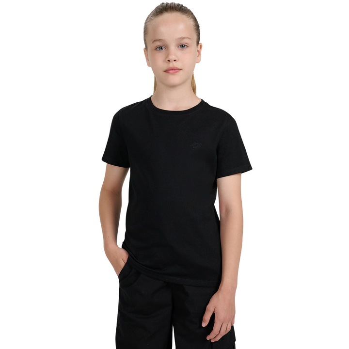 Tricou copii 4F, negru, bumbac, constructie usoara, 146 CM