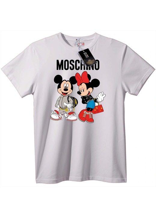 Moschino Mickey & Minnie Tricou, Alb