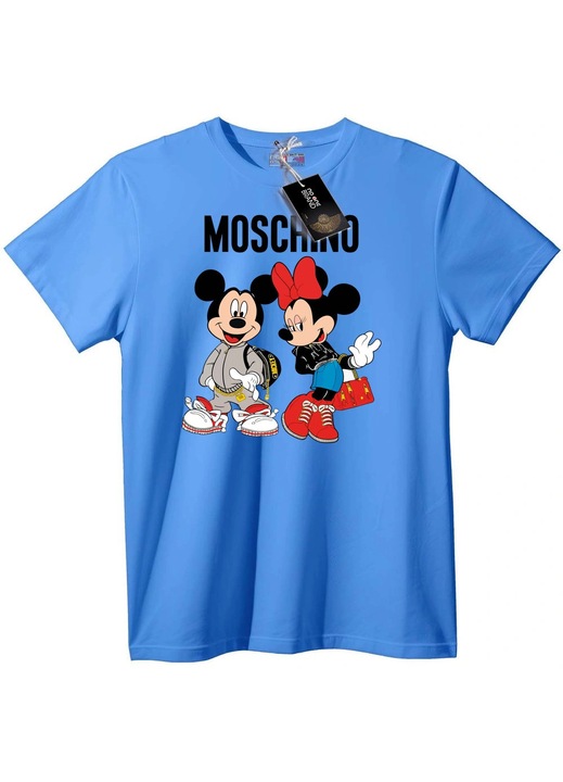 Moschino Mickey & Minnie Tricou, Albastru deschis