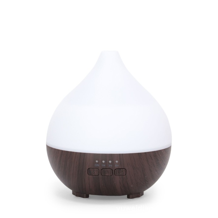 Párásító, 7 szín, 3W, USB, fehér sötét fa erezettel