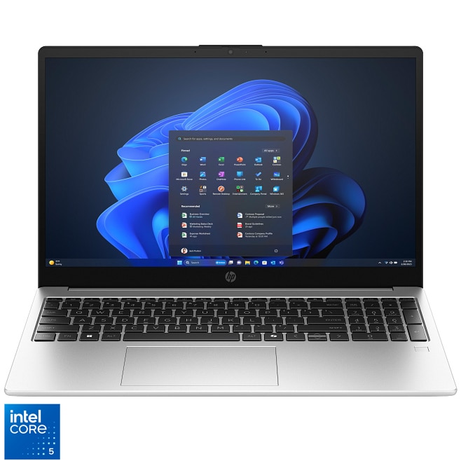 Laptop HP 250R G10 cu procesor Intel® Core™ 5 120U pana la 5.00 GHz, 15.6", Full HD, 16GB DDR4, 512GB SSD, Intel Graphics, Windows 11 Pro, Turbo Silver