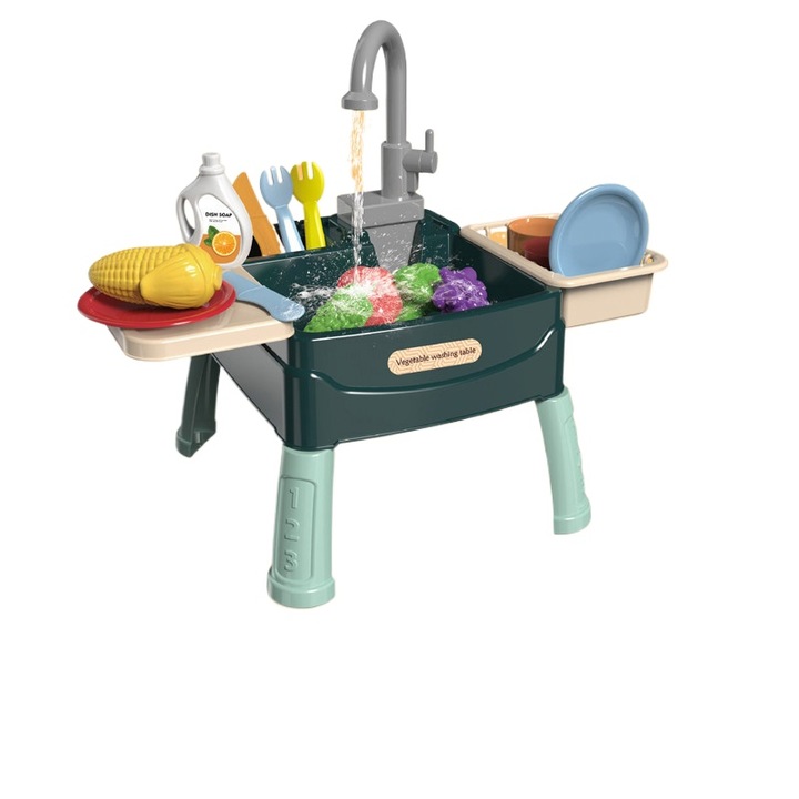 Set de jucarii pentru copii, Aiorber, jucarie pentru chiuveta de bucatarie, sistem electric de recirculare a apei, parc acvatic, verde