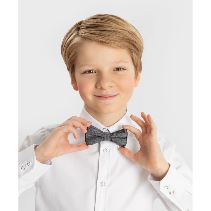 Papion gri Button Blue cu imprimeu geometric, ajustare confortabilă, 90% poliamidă, 10% poliester