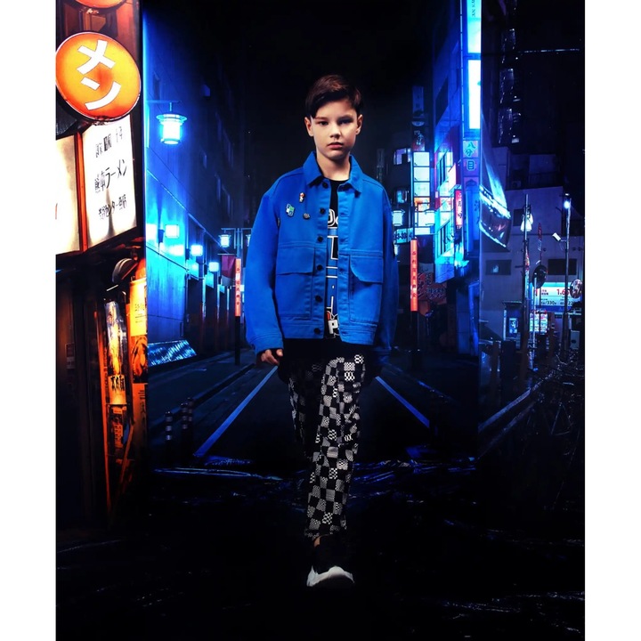 Gyerekkockás textil nadrág, Gulliver, sokszínű, 164 cm méret, nagy coburg zsebekkel