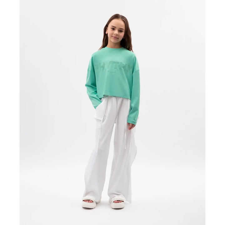 Gulliver fehér, kivehető részletekkel ellátott, harangszárú trikó nadrág lányoknak