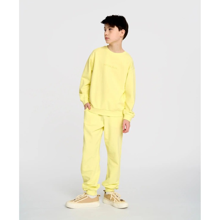 Pantaloni de jogging de bază pentru copii, galbeni, cu talie elastică Button Blue