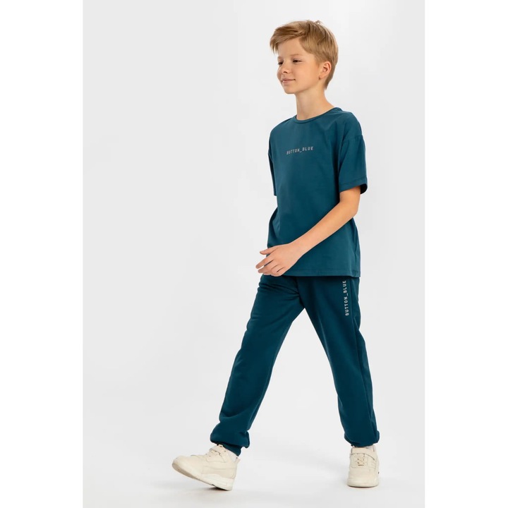 Pantaloni pentru copii Button Blue, albastru, bumbac, mărimea 128 CM