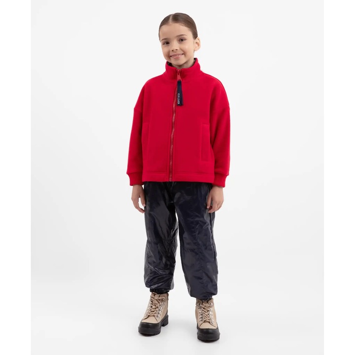 Félidényes nadrág fényes anyagból, sötétkék színben, polár béléssel, lányoknak, Gulliver