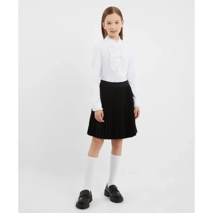 Fustă plisată cu talie elastică neagră pentru fete Gulliver