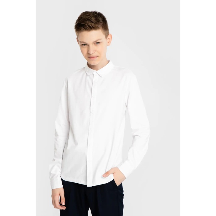 Cămașă cu guler și nasturi albă Button Blue