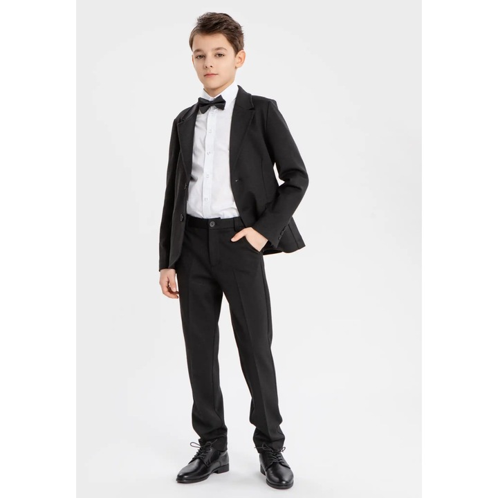 Sacou negru la un rând cu nasturi Button Blue pentru băieți, 146 CM, 95% bumbac, 5% elastan