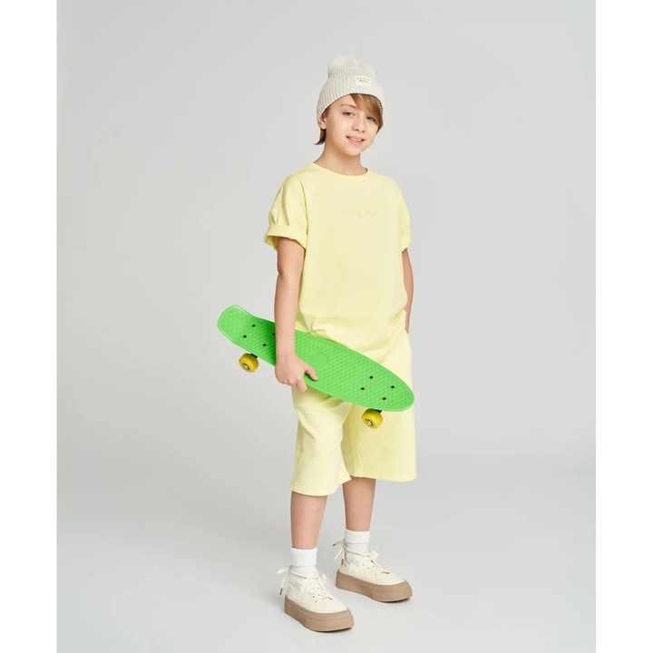 Tricou de bază cu mânecă scurtă pentru copii, galben Button Blue
