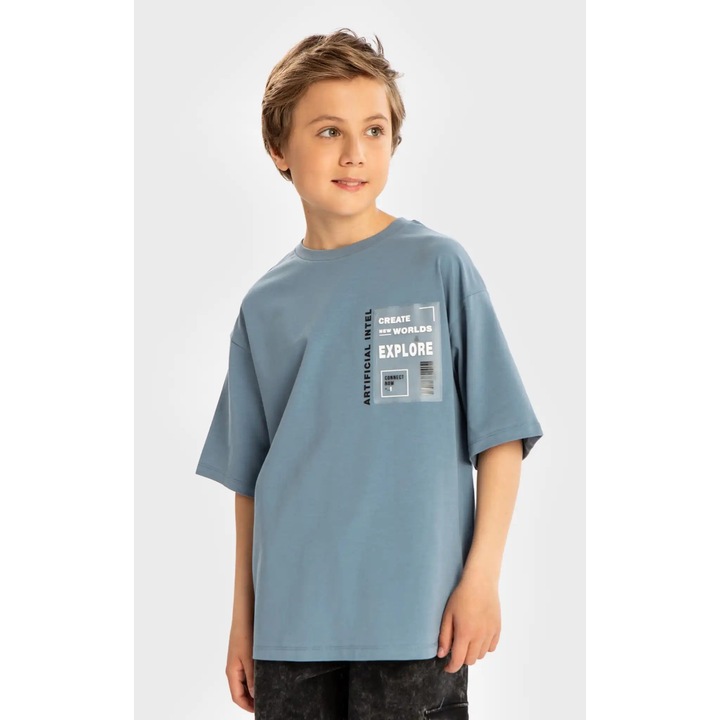 Tricou pentru băieȑi, Button Blue, multicolor, 134 cm, 100% bumbac, mânecă scurtă