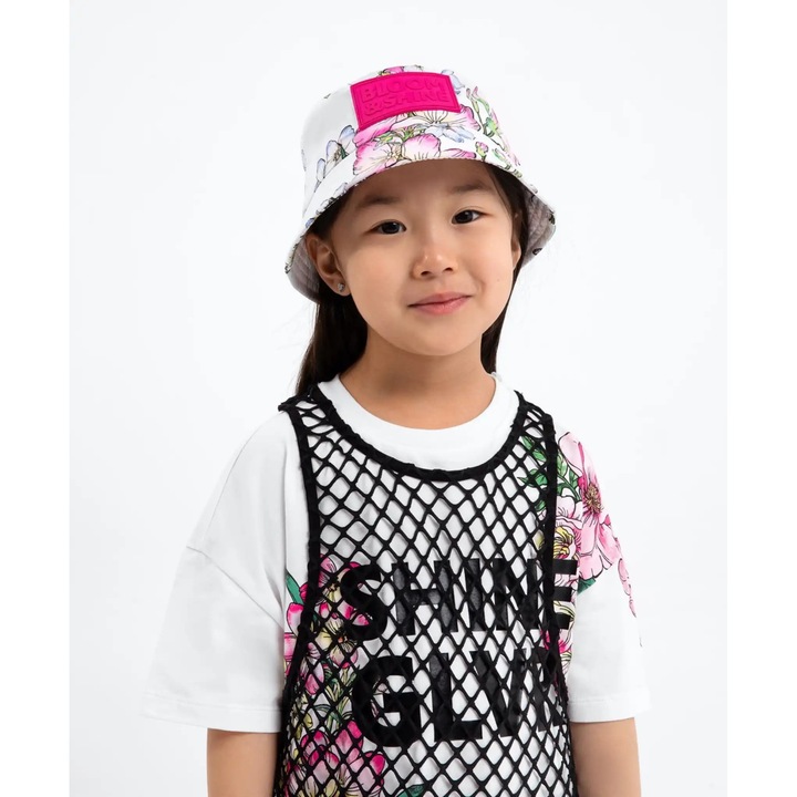 Pălărie tip panama GULLIVER cu imprimeu floral mare, 95% bumbac, mărimea 50 CM