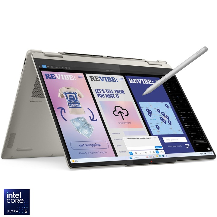 Laptop Lenovo Yoga 7 2-in-1 14ILL10 cu procesor Intel Core™ Ultra 5 226V pana la 4.5GHz, 14" WUXGA, OLED, Touch, 16GB LPDDR5x RAM, 512GB SSD, Intel® Arc™ Graphics 130V, No OS, Seashell, 3y on-site Premium Care