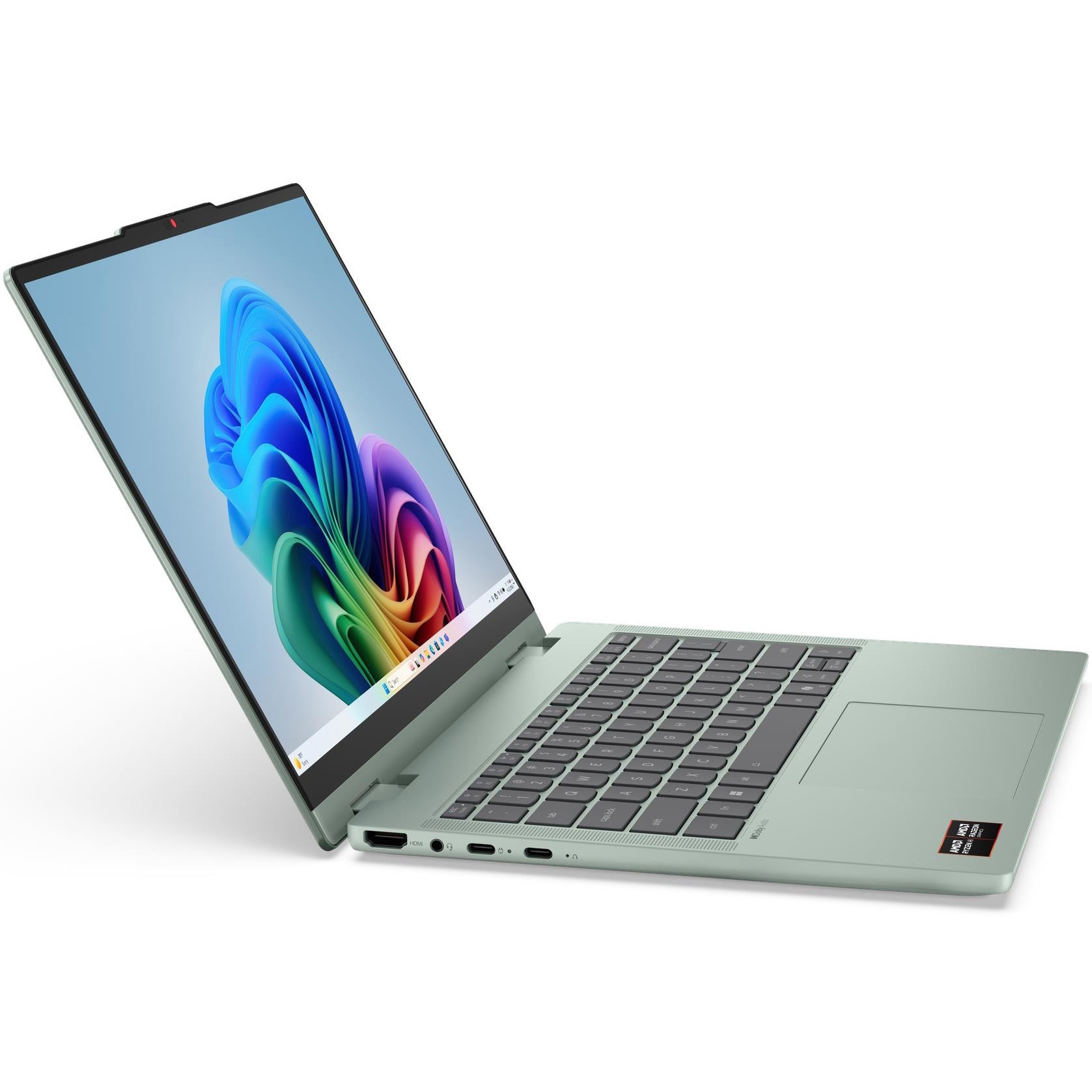Laptop Lenovo IdeaPad 5 2-in-1 14AGP11 cu procesor AMD Ryzen™ AI 7 445 pana la 4.6GHz, 14'', WUXGA, OLED, 16GB DDR5 RAM, 1TB SSD, AMD Radeon™ 840M Graphics, No OS, Breeze Moss, 3Y Courier