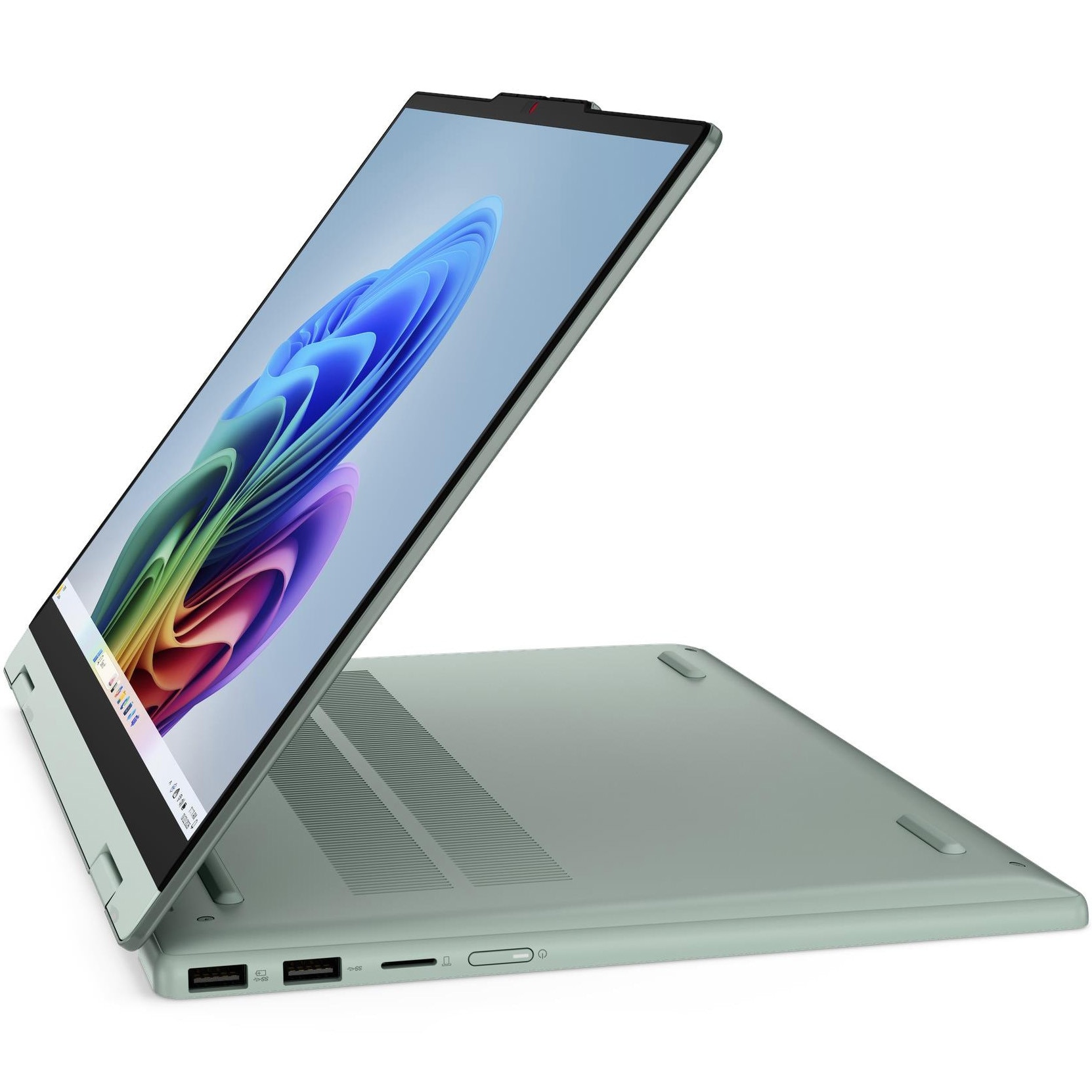 Laptop Lenovo IdeaPad 5 2-in-1 14AGP11 cu procesor AMD Ryzen™ AI 7 445 pana la 4.6GHz, 14'', WUXGA, OLED, 16GB DDR5 RAM, 1TB SSD, AMD Radeon™ 840M Graphics, No OS, Breeze Moss, 3Y Courier