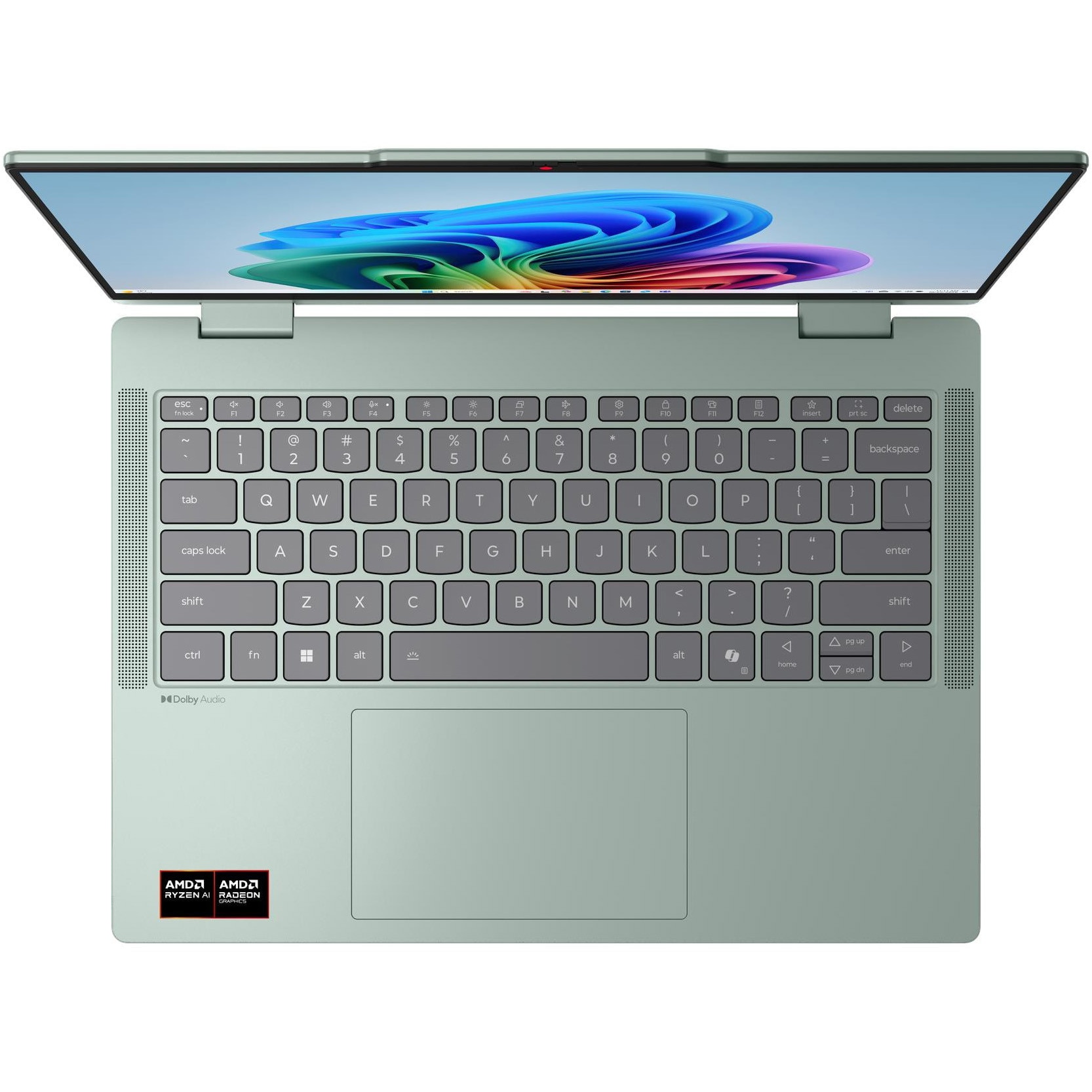 Laptop Lenovo IdeaPad 5 2-in-1 14AGP11 cu procesor AMD Ryzen™ AI 7 445 pana la 4.6GHz, 14'', WUXGA, OLED, 16GB DDR5 RAM, 1TB SSD, AMD Radeon™ 840M Graphics, No OS, Breeze Moss, 3Y Courier