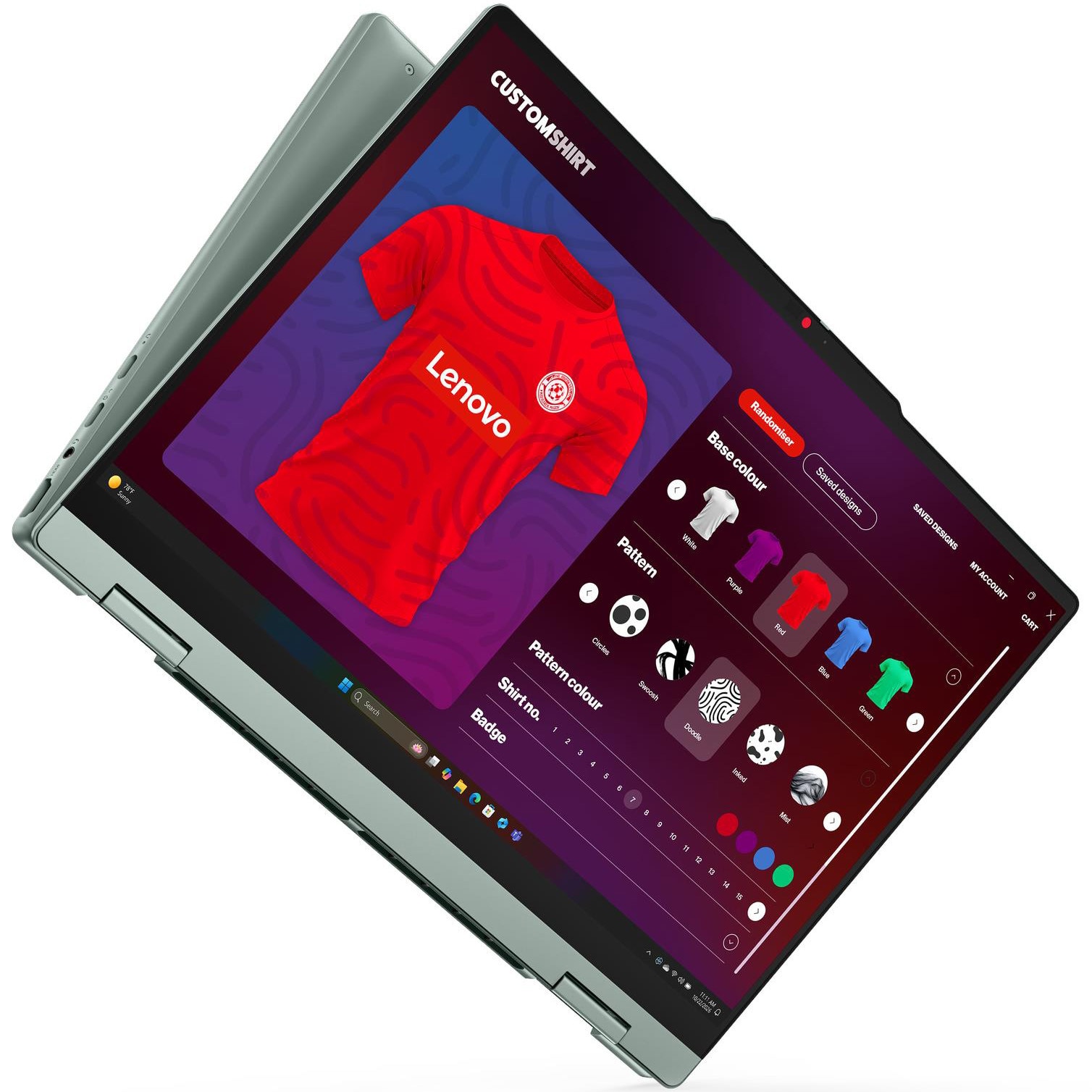 Laptop Lenovo IdeaPad 5 2-in-1 14AGP11 cu procesor AMD Ryzen™ AI 7 445 pana la 4.6GHz, 14'', WUXGA, OLED, 16GB DDR5 RAM, 1TB SSD, AMD Radeon™ 840M Graphics, No OS, Breeze Moss, 3Y Courier