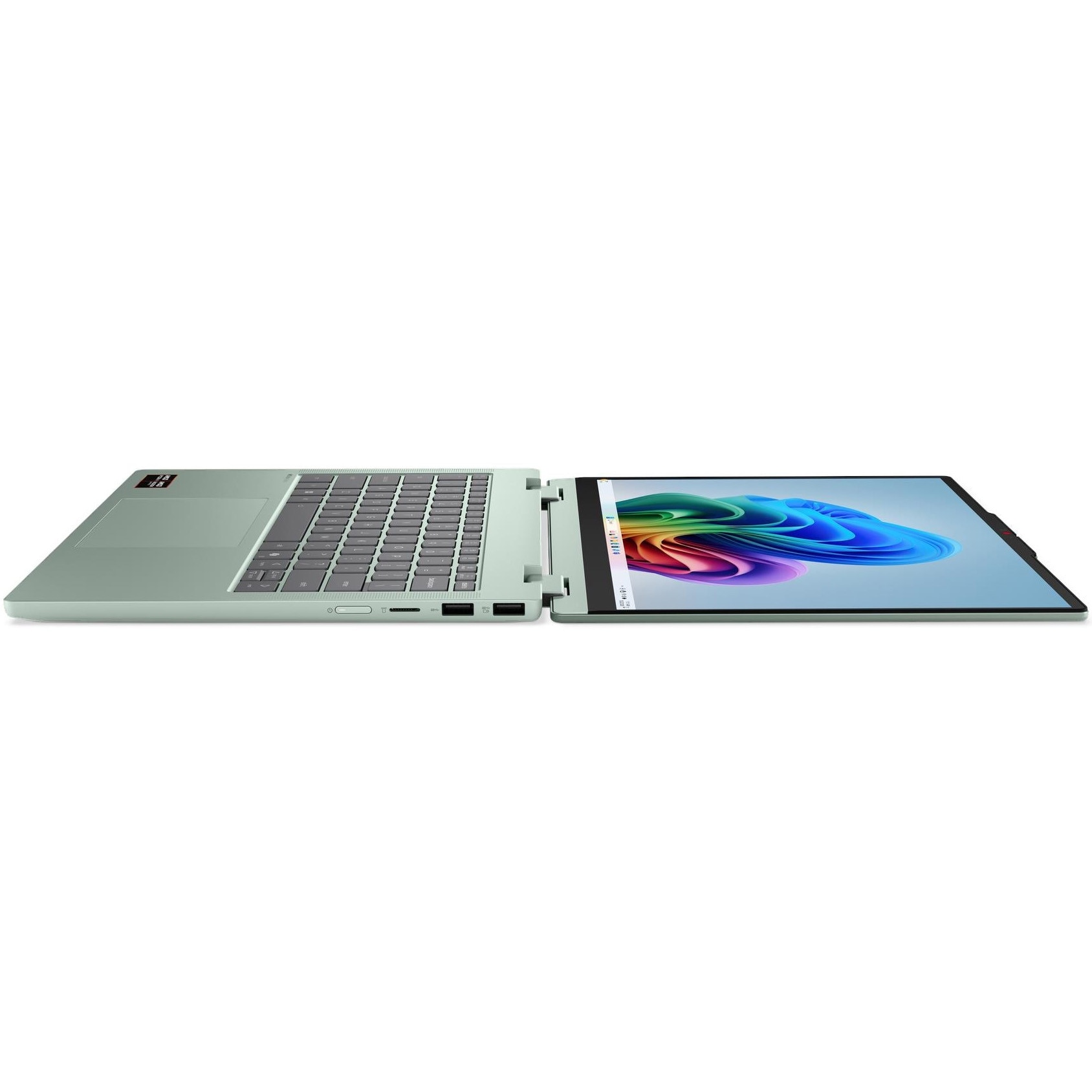 Laptop Lenovo IdeaPad 5 2-in-1 14AGP11 cu procesor AMD Ryzen™ AI 7 445 pana la 4.6GHz, 14'', WUXGA, OLED, 16GB DDR5 RAM, 1TB SSD, AMD Radeon™ 840M Graphics, No OS, Breeze Moss, 3Y Courier