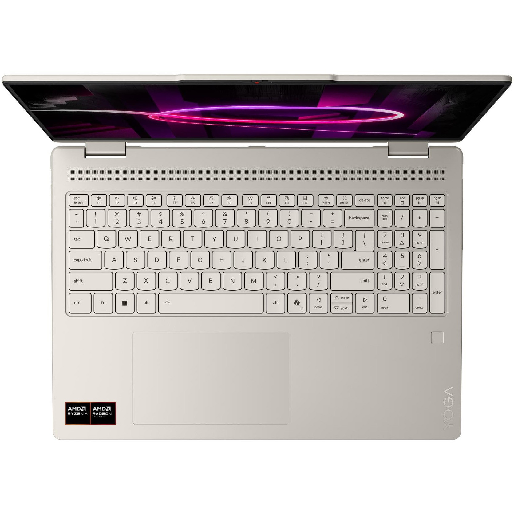 Laptop Lenovo 16'' Yoga 7 2-in-1 16AGP11, WUXGA OLED Touch, Procesor AMD Ryzen™ AI 7 445 (8M Cache, up to 4.6 GHz), 16GB LPDDR5X, 1TB SSD, AMD Radeon 840M, No OS, Seashell, 3Yr Onsite Premium Care