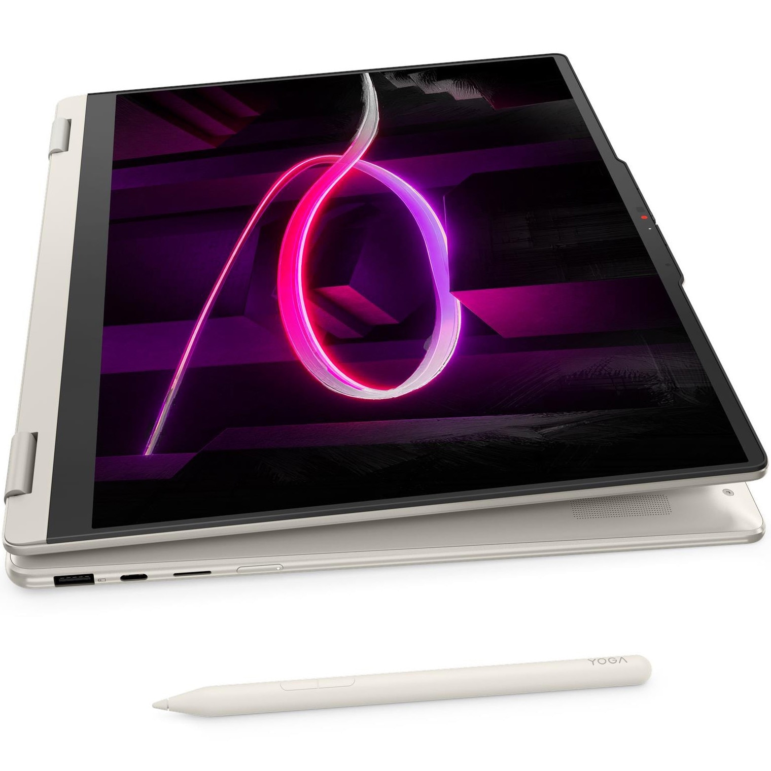 Laptop Lenovo 16'' Yoga 7 2-in-1 16AGP11, WUXGA OLED Touch, Procesor AMD Ryzen™ AI 7 445 (8M Cache, up to 4.6 GHz), 16GB LPDDR5X, 1TB SSD, AMD Radeon 840M, No OS, Seashell, 3Yr Onsite Premium Care