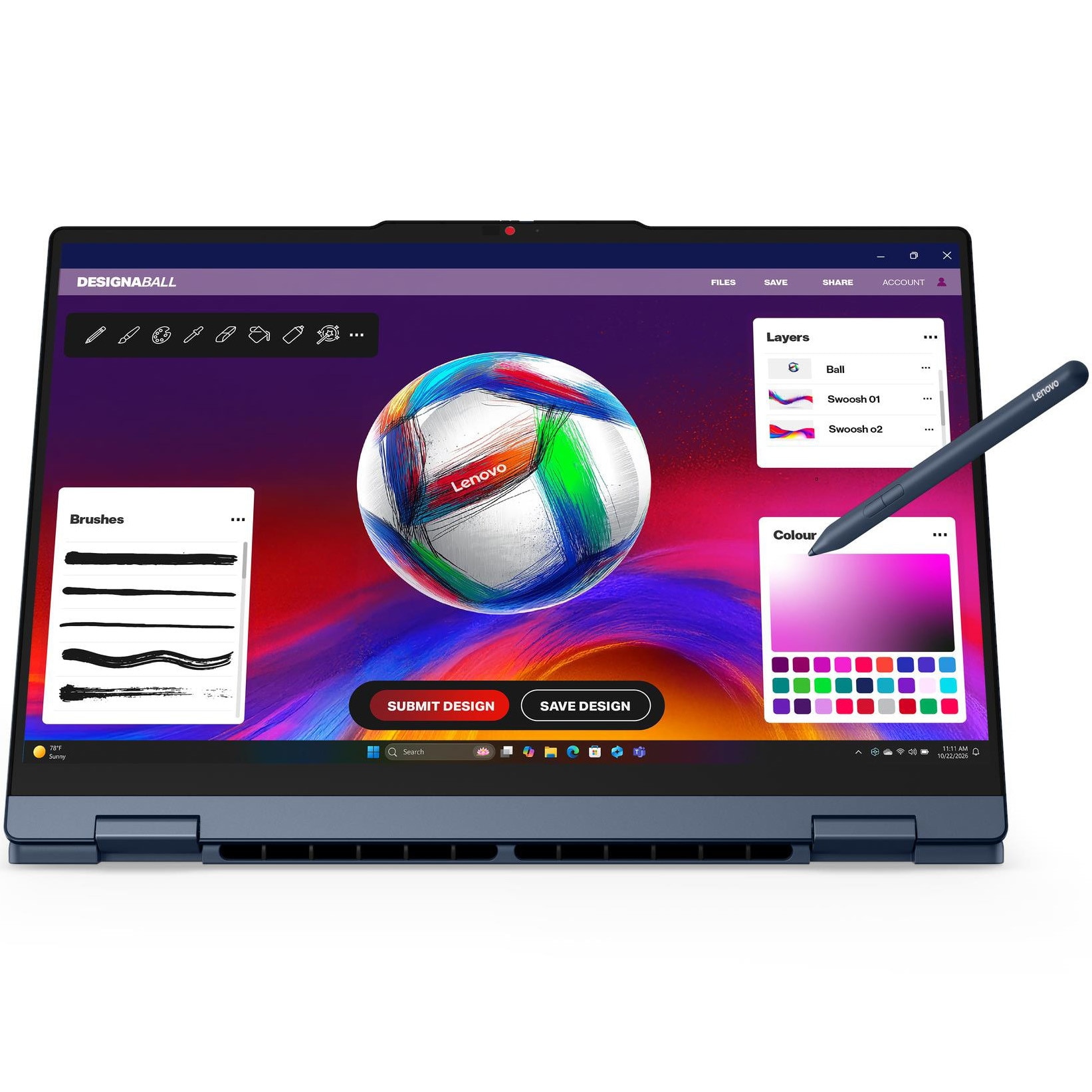 Laptop Lenovo IdeaPad 5 2-in-1 15IPH11 cu procesor Intel Core™ Ultra 5 322 pana la 4.4GHz, 15.3" WUXGA, IPS, Touch, 16GB DDR5, 512GB SSD, Intel® Graphics, No OS, Cosmic Blue, 3y Courier or Carry-in