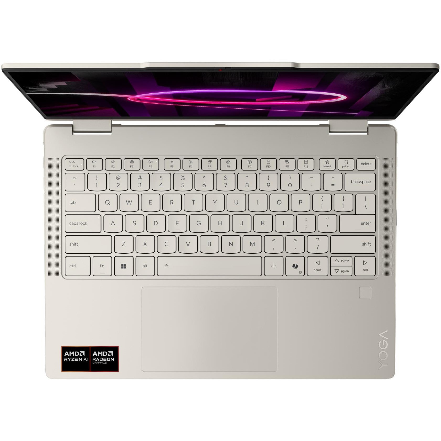 Laptop Lenovo Yoga 7 2-in-1 14AGP11 cu procesor AMD Ryzen™ AI 7 445 pana la 4.6GHz, 14" WUXGA, OLED, Touch, 32GB LPDDR5x RAM, 1TB SSD, AMD Radeon™ 840M Graphics, No OS, Seashell, 3y on-site Premium Care
