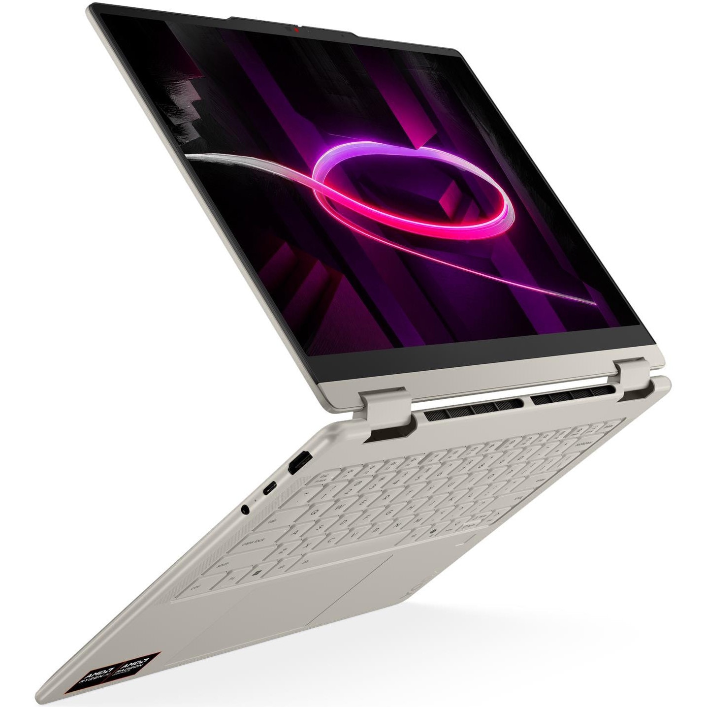 Laptop Lenovo Yoga 7 2-in-1 14AGP11 cu procesor AMD Ryzen™ AI 7 445 pana la 4.6GHz, 14" WUXGA, OLED, Touch, 32GB LPDDR5x RAM, 1TB SSD, AMD Radeon™ 840M Graphics, No OS, Seashell, 3y on-site Premium Care