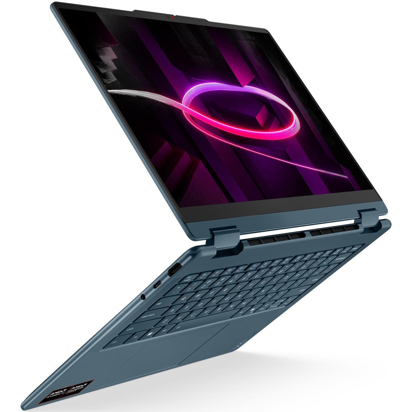 Laptop Lenovo Yoga 7 2-in-1 14AGP11 cu procesor AMD Ryzen™ AI 7 445 pana la 4.6GHz, 14" WUXGA, OLED, Touch, 32GB LPDDR5x, 1TB SSD, AMD Radeon™ 840M Graphics, No OS, Tidal Teal, 3Y Premium Care
