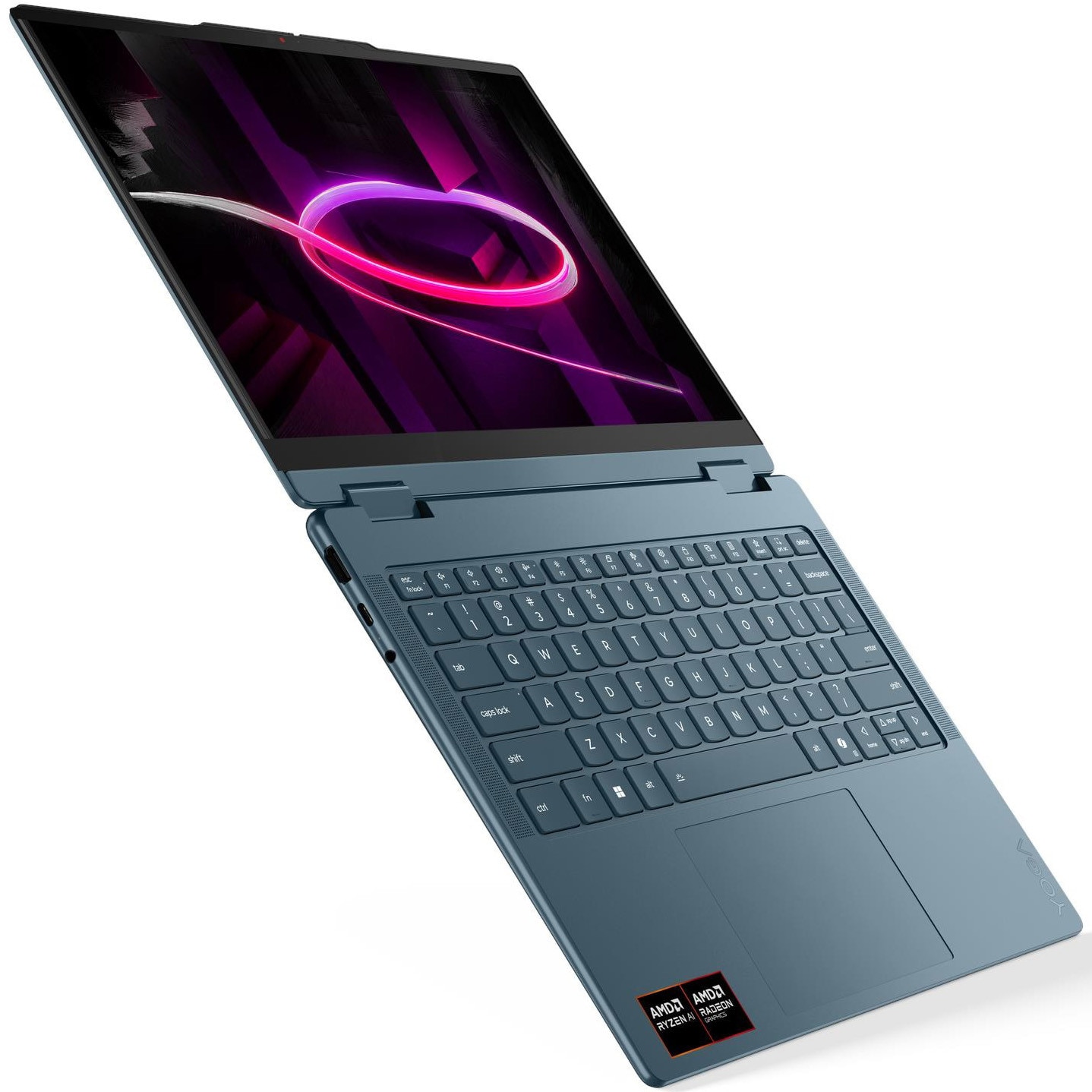 Laptop Lenovo Yoga 7 2-in-1 14AGP11 cu procesor AMD Ryzen™ AI 7 445 pana la 4.6GHz, 14" WUXGA, OLED, Touch, 32GB LPDDR5x, 1TB SSD, AMD Radeon™ 840M Graphics, No OS, Tidal Teal, 3Y Premium Care