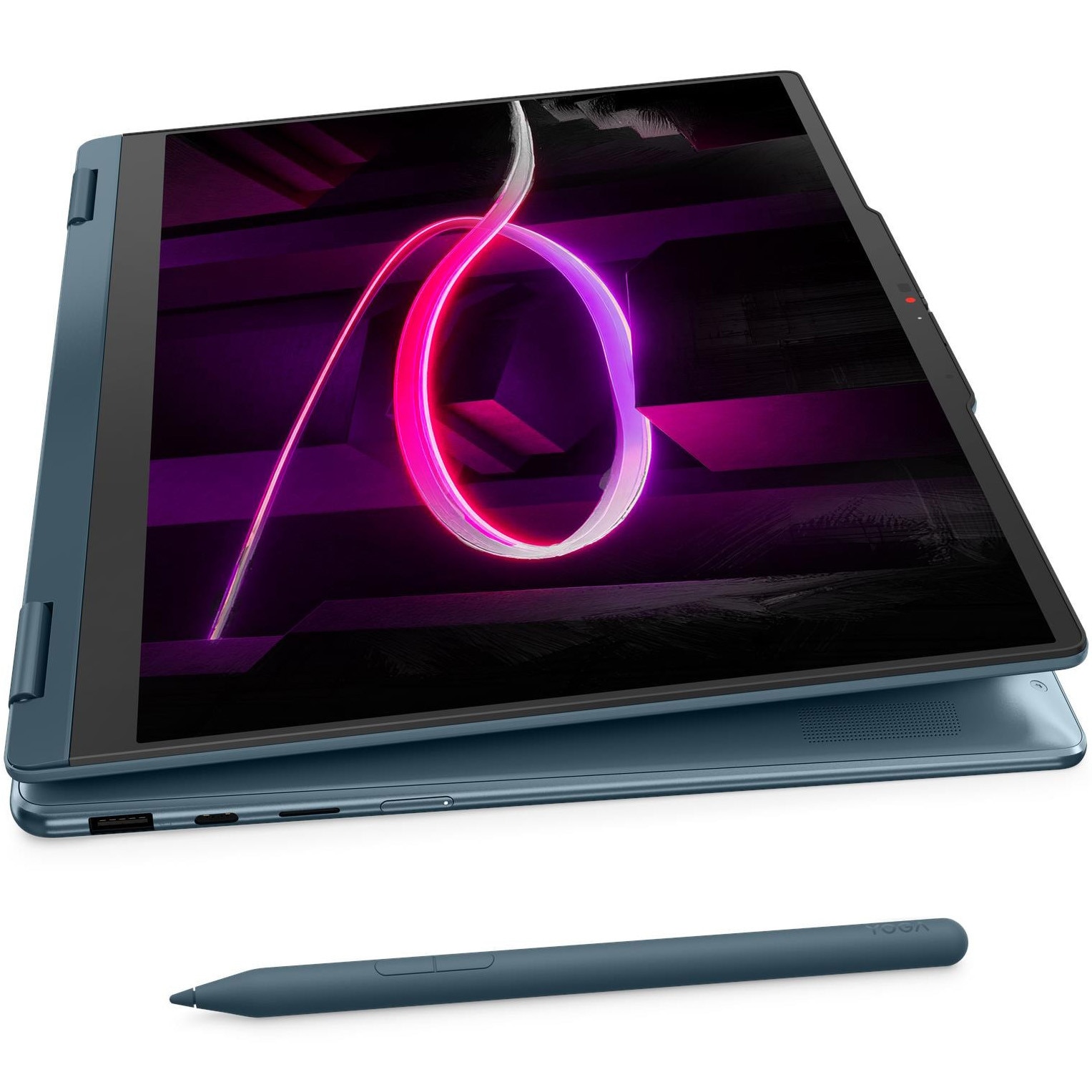 Laptop Lenovo Yoga 7 2-in-1 14AGP11 cu procesor AMD Ryzen™ AI 7 445 pana la 4.6GHz, 14" WUXGA, OLED, Touch, 32GB LPDDR5x, 1TB SSD, AMD Radeon™ 840M Graphics, No OS, Tidal Teal, 3Y Premium Care
