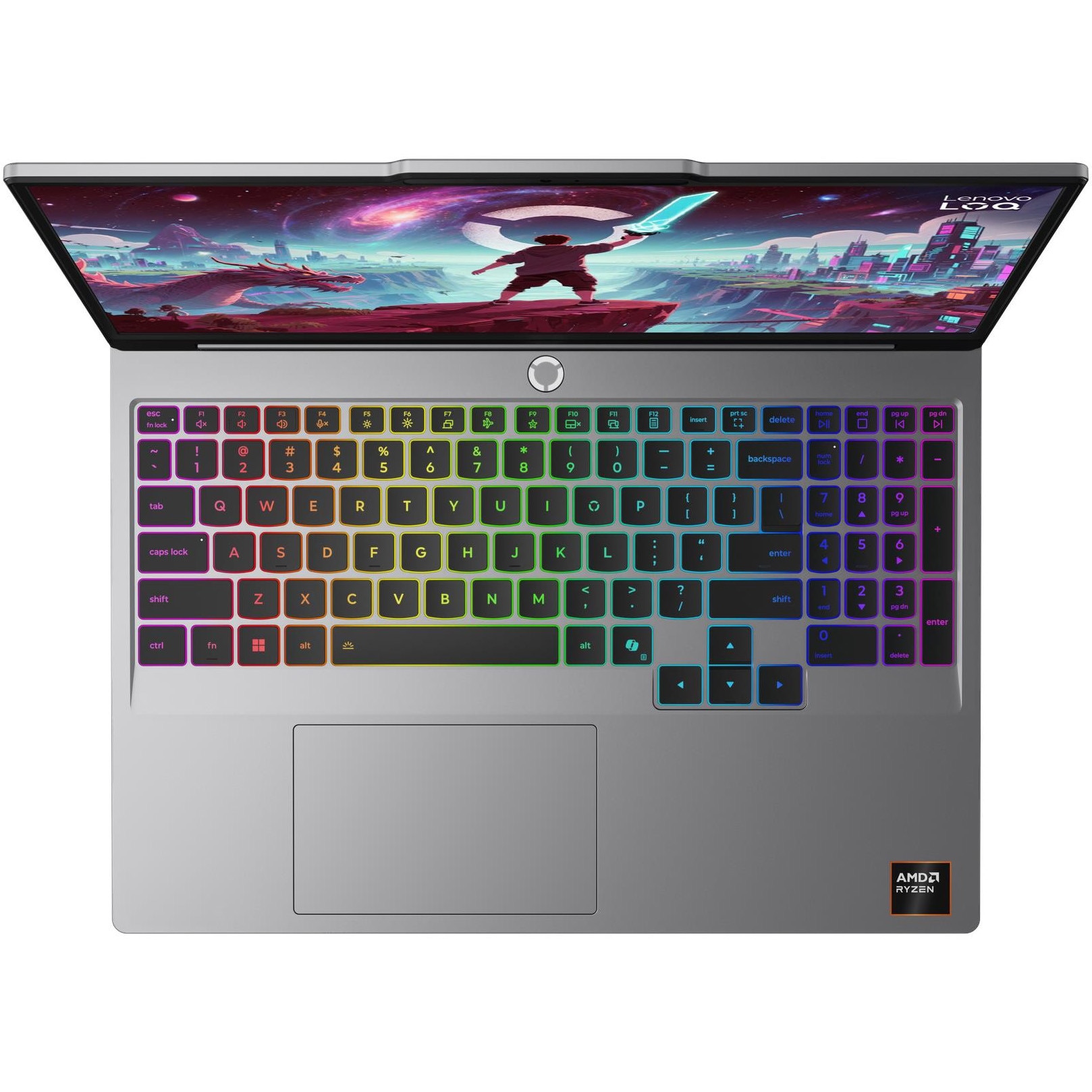 Laptop Gaming Lenovo LOQ 15AHP11 cu procesor AMD Ryzen™ 7 250 pana la 5.1GHz, 15.3" WUXGA, IPS, 165Hz, 16GB DDR5 RAM, 1TB SSD, NVIDIA GeForce RTX™ 5050 8GB GDDR7, No OS, Luna Grey, 3Y Courier