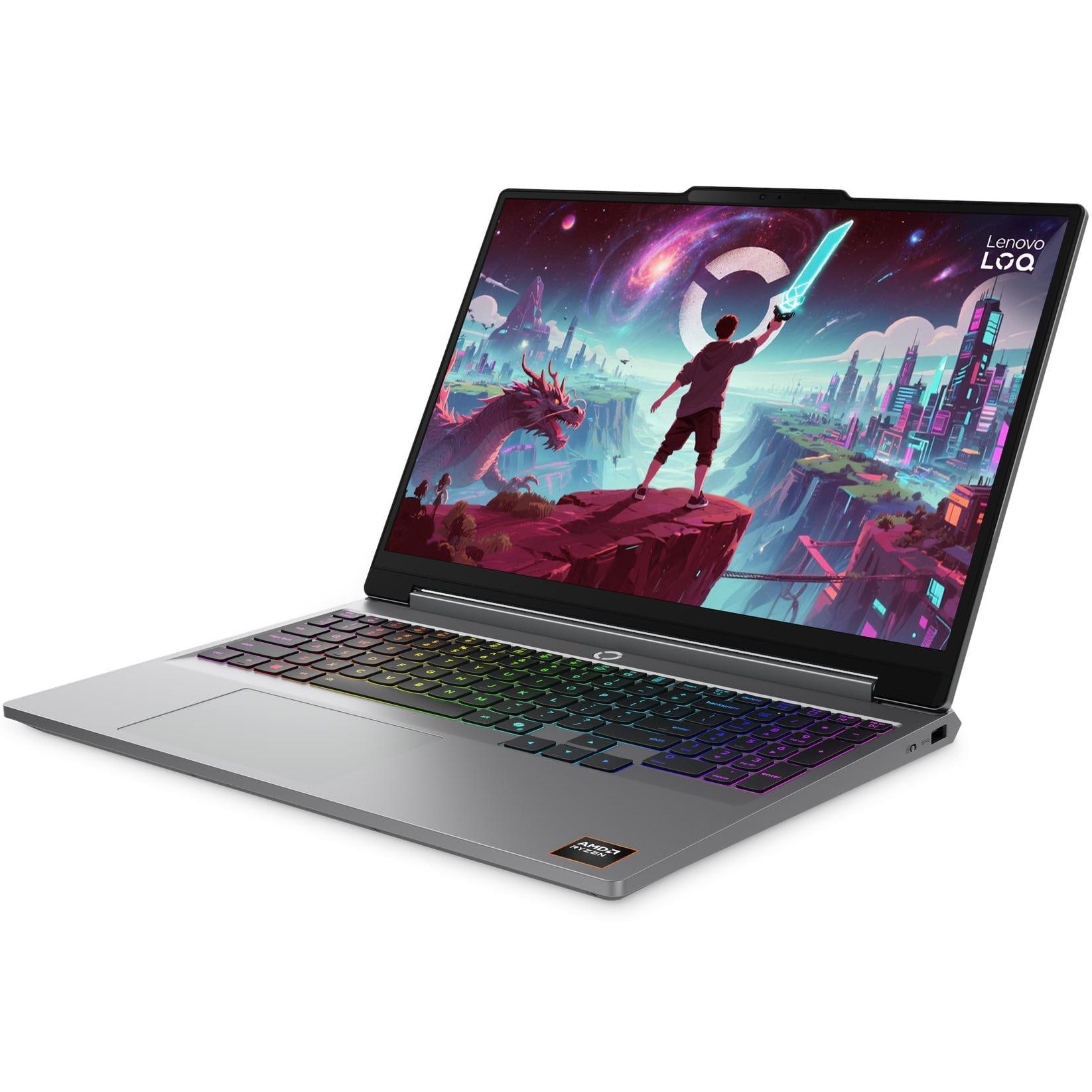 Laptop Gaming Lenovo LOQ 15AHP11 cu procesor AMD Ryzen™ 7 250 pana la 5.1GHz, 15.3" WUXGA, IPS, 165Hz, 16GB DDR5 RAM, 1TB SSD, NVIDIA GeForce RTX™ 5050 8GB GDDR7, No OS, Luna Grey, 3Y Courier