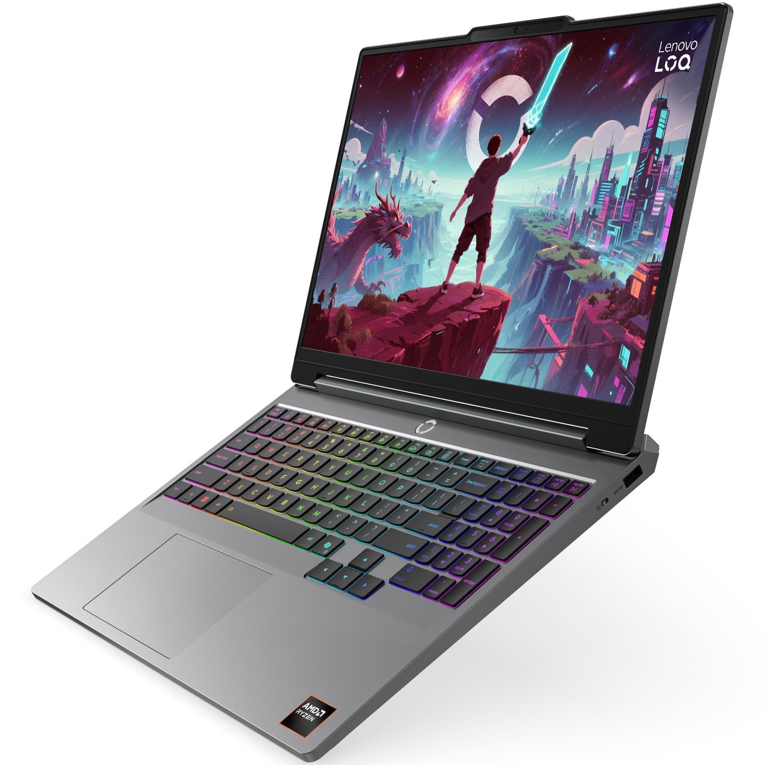 Laptop Gaming Lenovo LOQ 15AHP11 cu procesor AMD Ryzen™ 7 250 pana la 5.1GHz, 15.3" WUXGA, IPS, 165Hz, 16GB DDR5 RAM, 1TB SSD, NVIDIA GeForce RTX™ 5050 8GB GDDR7, No OS, Luna Grey, 3Y Courier