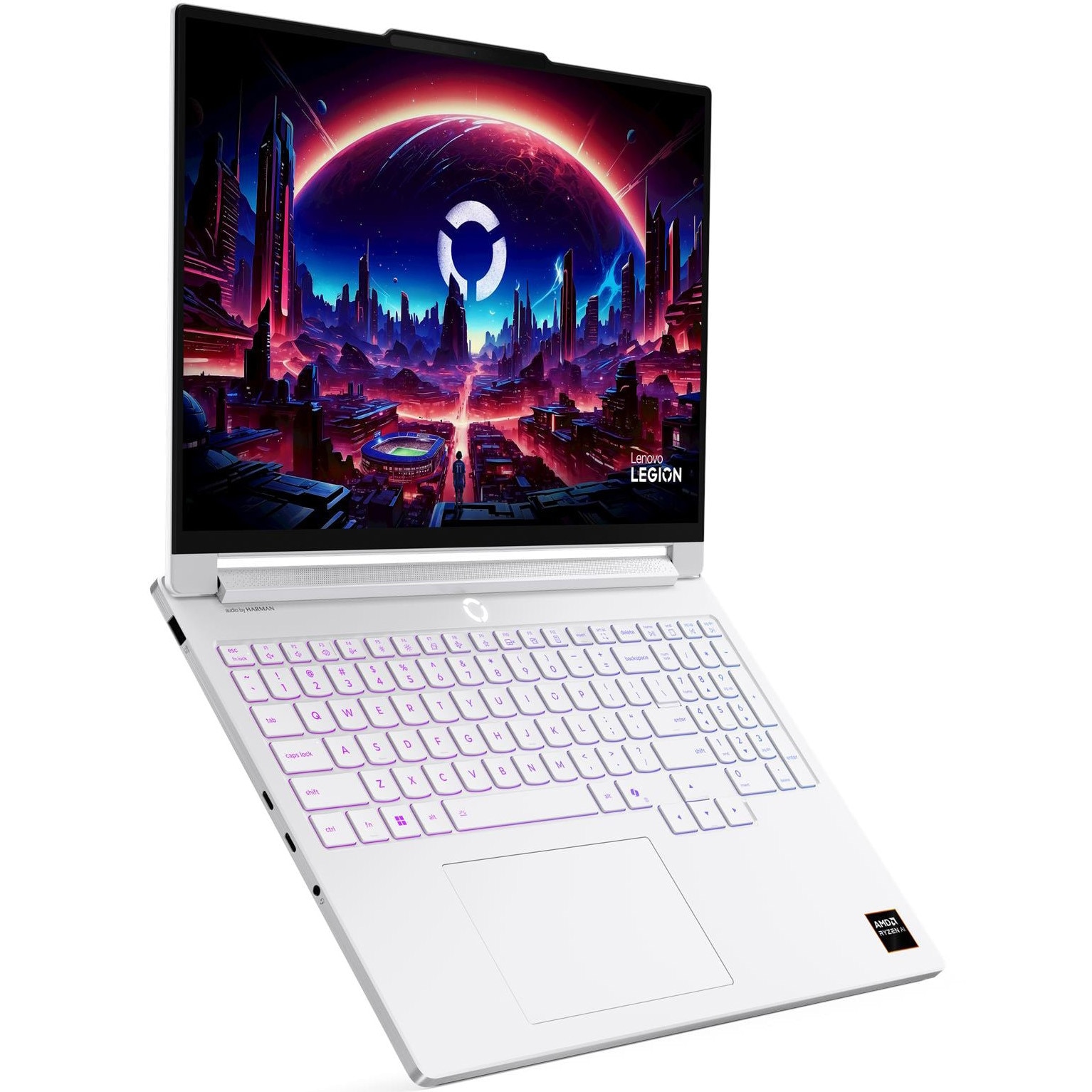 Laptop Lenovo Gaming 16'' Legion 7 16AGP11, WQXGA OLED 240Hz, Procesor AMD Ryzen™ AI 7 450 (16M Cache, up to 5.1 GHz), 32GB LPDDR5X, 1TB SSD, GeForce RTX 5060 8GB, No OS, Glacier White, 3Yr Onsite Premium Care