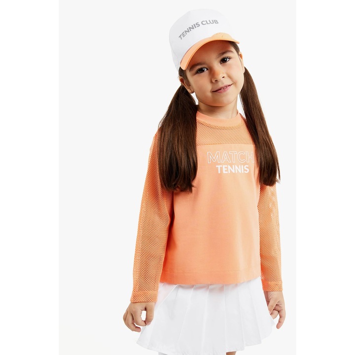 Hosszú ujjú póló, hálóval kombinálva, korall színű Gulliver