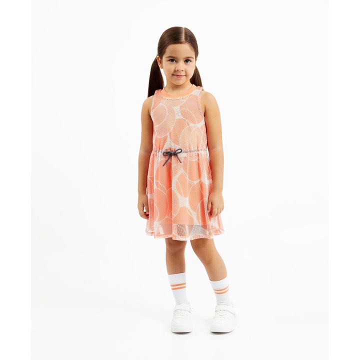 Rochie trapezoidală din plasă pe bază tricotată, multicoloră Gulliver pentru fete