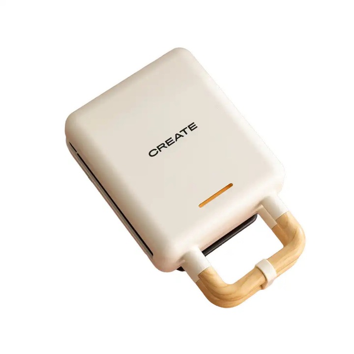 Aparat de vafe/gofre 2in1 CREATE, Stone Studio, 2 seturi placi antiaderente, indicator luminos, termostat, protectie supraincalzire, baza antiderapanta, usor de curatat, crem