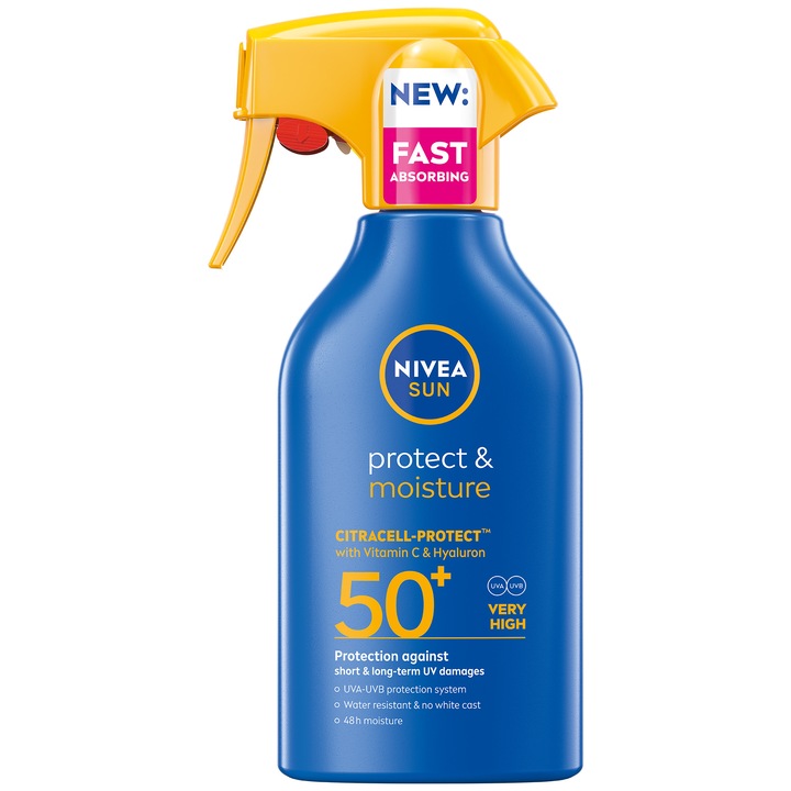 Spray hidratant NIVEA SUN Protect & Moisture cu SPF 50+, 250ml