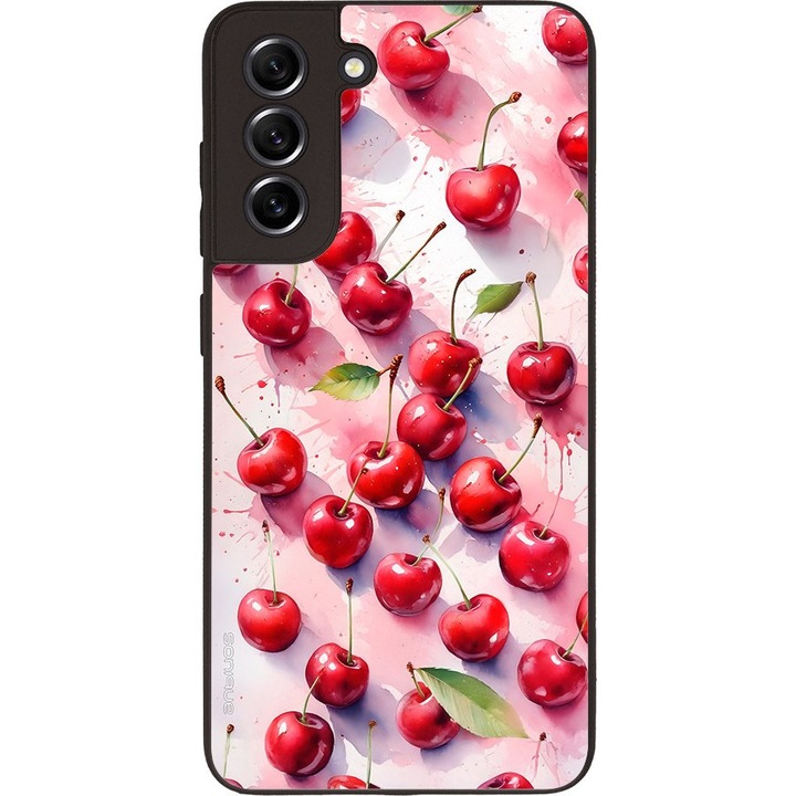 Husa telefon Sonique Fruit Series pentru Samsung Galaxy S21 Fe, silicon, imprimeuri cu fructe, rosie
