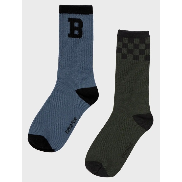Set de două perechi de șosete înalte multicolore pentru băieți Button Blue