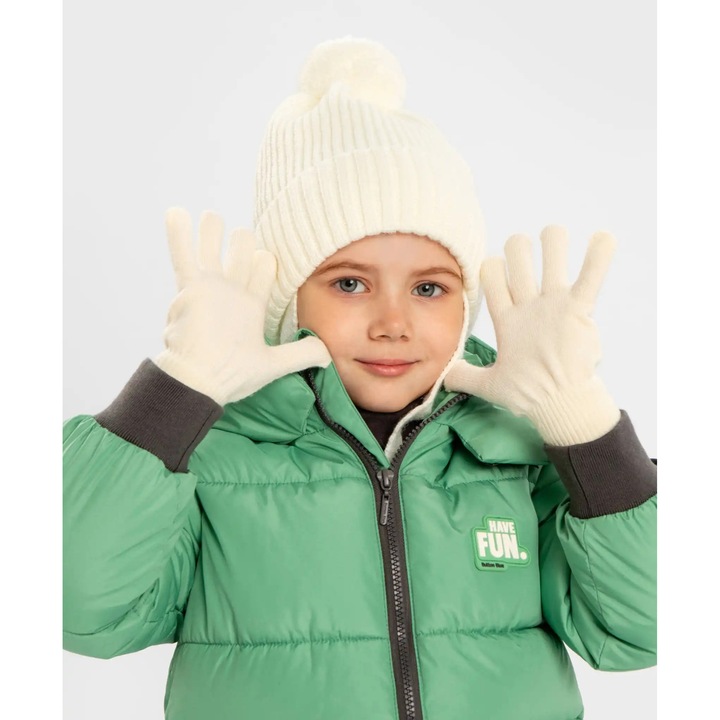 Mănuși pentru copii Button Blue, un singur strat, crem, acril, 18 EU